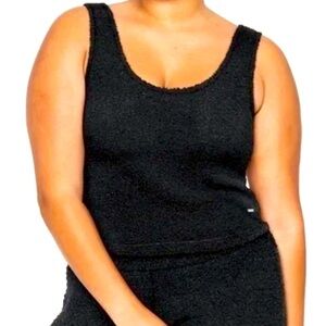 PINK shearling texture Victoria's Secret Black Boxy Tank Top